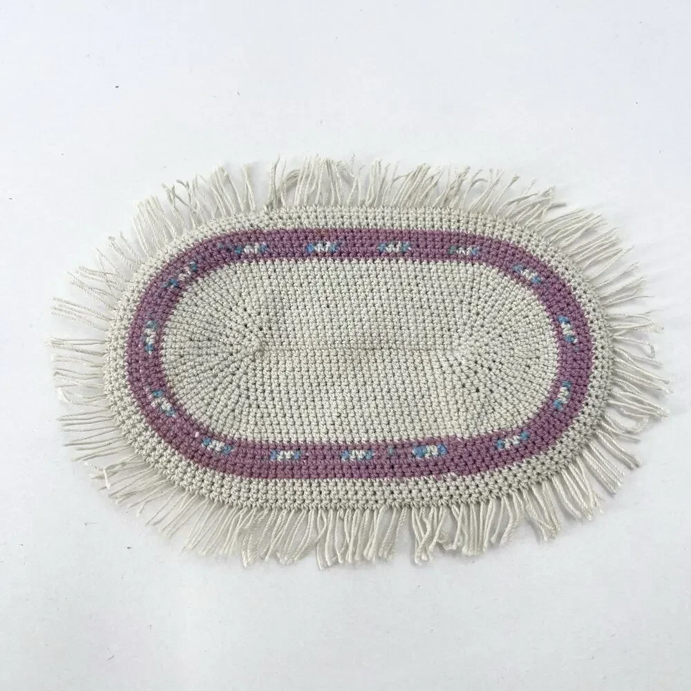 Vintage Dollhouse Miniature Cottage Country Woven Fringed Area Rug 6